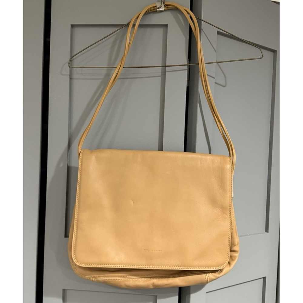 Francesco Biasia Italian Leather Handbag Purse Shoulder Bag Tan with Dust Bag